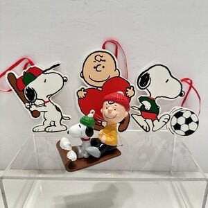 Peanuts‎ Snoopy Ornaments Linus and Snoopy on a Sleigh Christmas Soccer Baseball